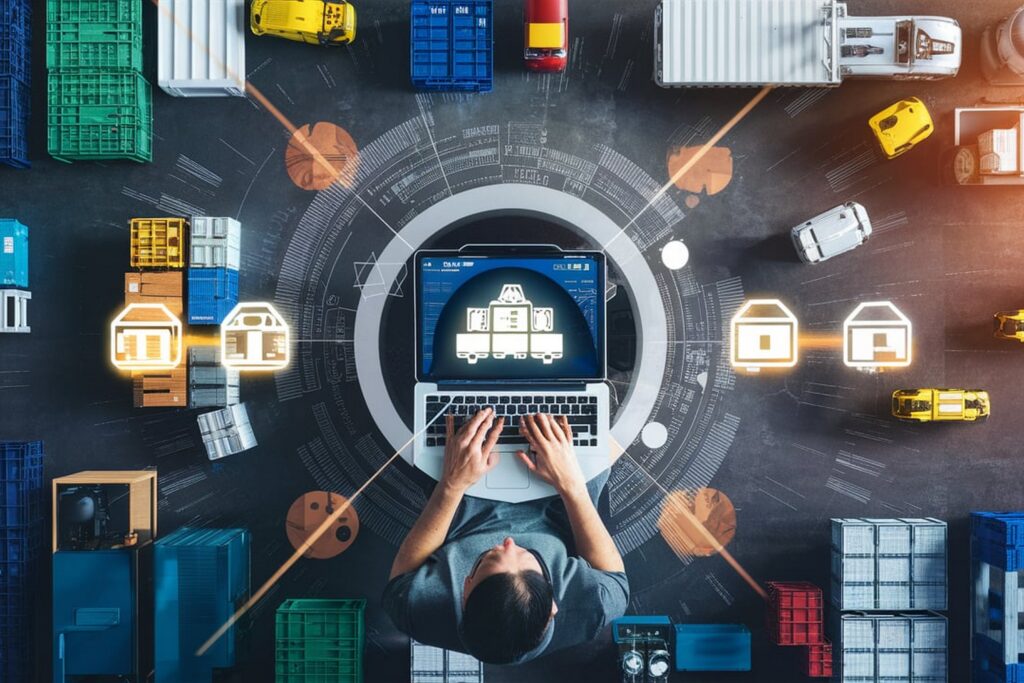 Supply Chain Solutions That Keep Businesses Competitive man is working laptop with word screen scm supply chain management concept