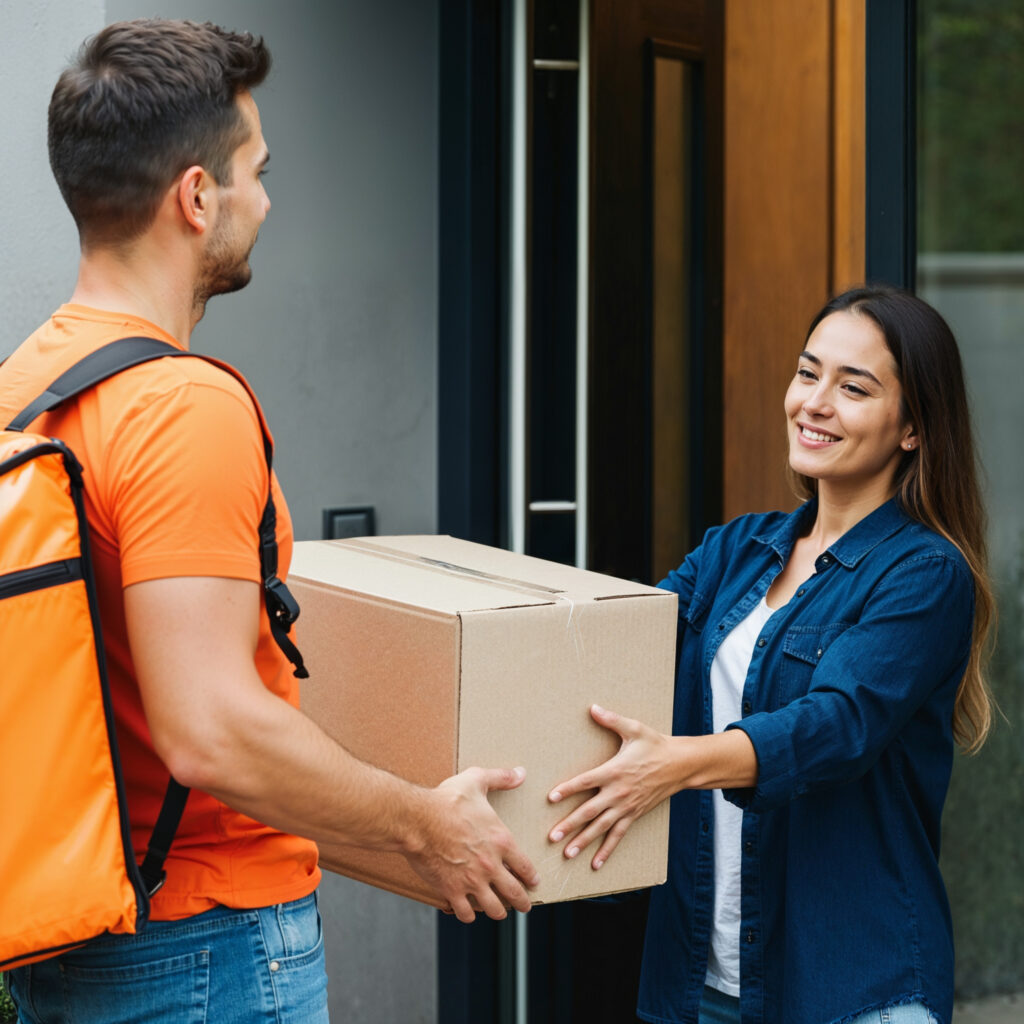 Same-Day Parcel Delivery Hyderabad Make Your Customers Happy Today man woman shake hands with box that says word it
