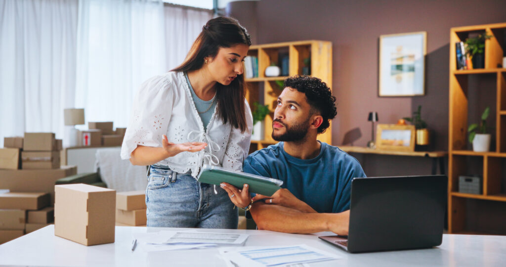 What Growing Businesses Miss About Delivery Planning business people tablet laptop with conversation boxes supply chain with inventory employees startup company coworking with pc report profit growth feedback with discussion