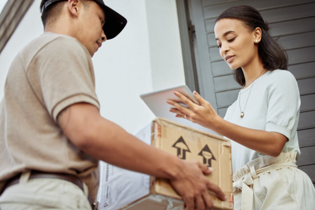 How Delivery Planning Gaps Lead To Customer Complaints courier woman tablet signature package delivery with agreement e commerce order cargo courier service customer approval parcel with supply chain safe online shopping