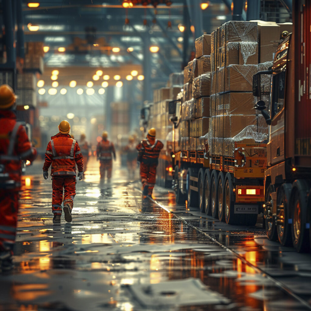 scene with photorealistic logistics operations proceedings